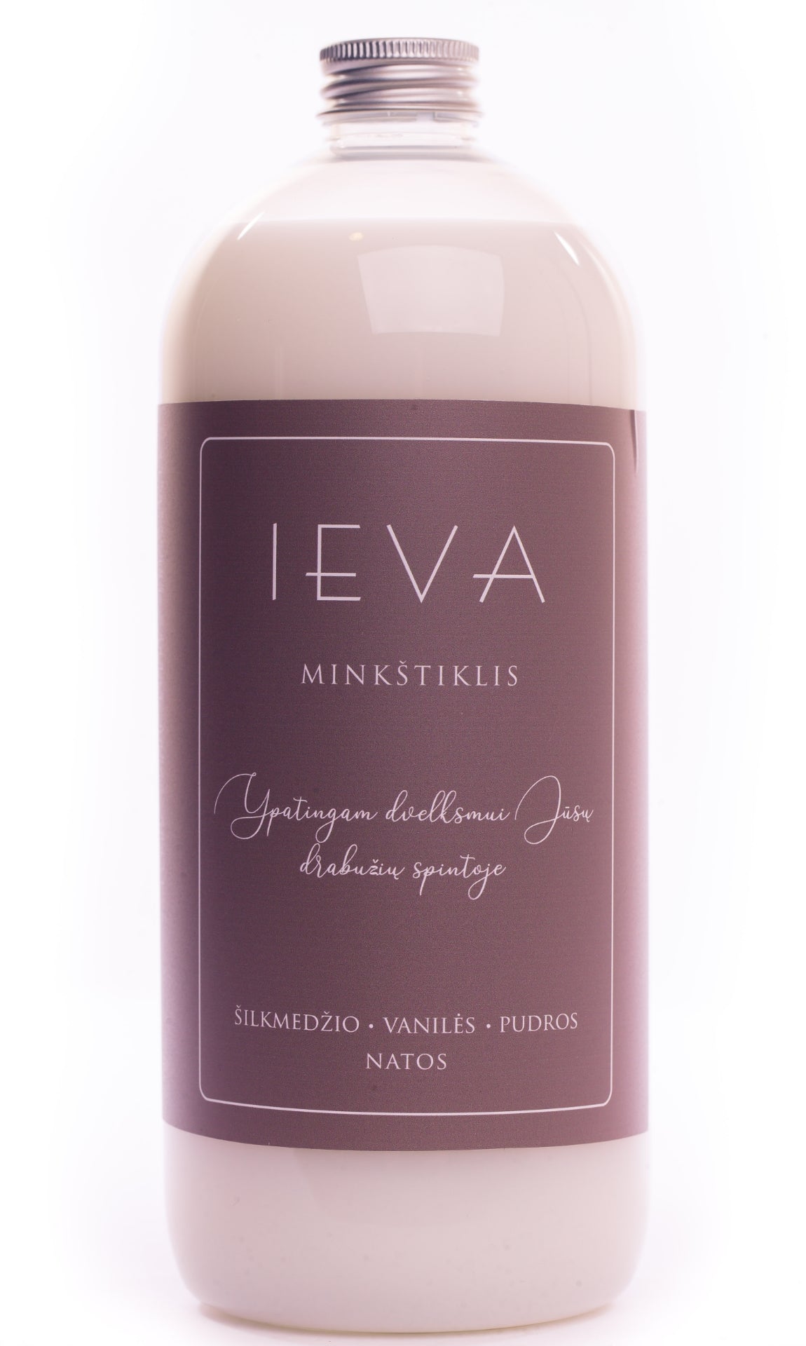 SKALBINIŲ MINKŠTIKLIS IEVA ŠILKMEDŽIO, VANILĖS IR PUDROS NATOS 1000ml grozioplanas.lt