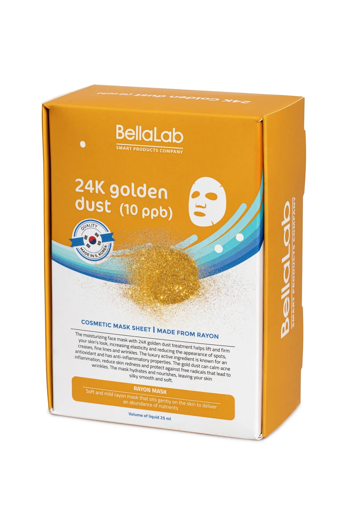 BellaLab SU 24K AUKSO DULKĖMIS VEIDO KAUKIŲ RINKINYS 20 VNT