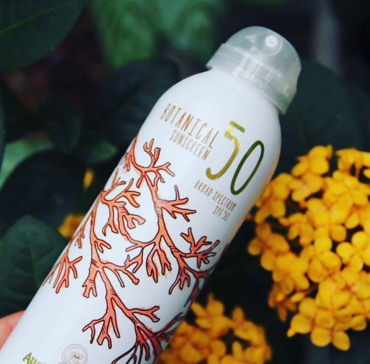 SPF50 Botanical purškiama apsauga nuo saulės Australian Gold grozioplanas.lt