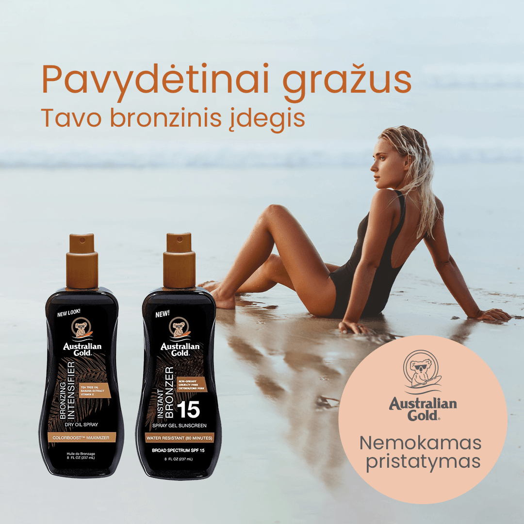 Soliariumo įdegio kremas Australian Gold Apsauga nuo saulės pienelis su bronzantais SPF15 grozioplanas.lt