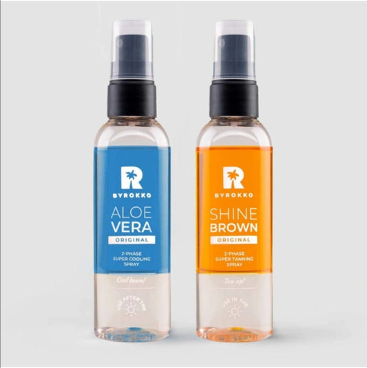 įdegio aliejus SHINE BROWN TWO-PHASE SUPER TANNING SPRAY ALOE VERA TWO-PHASE SUPER COOLING SPRAY grozioplanas.lt