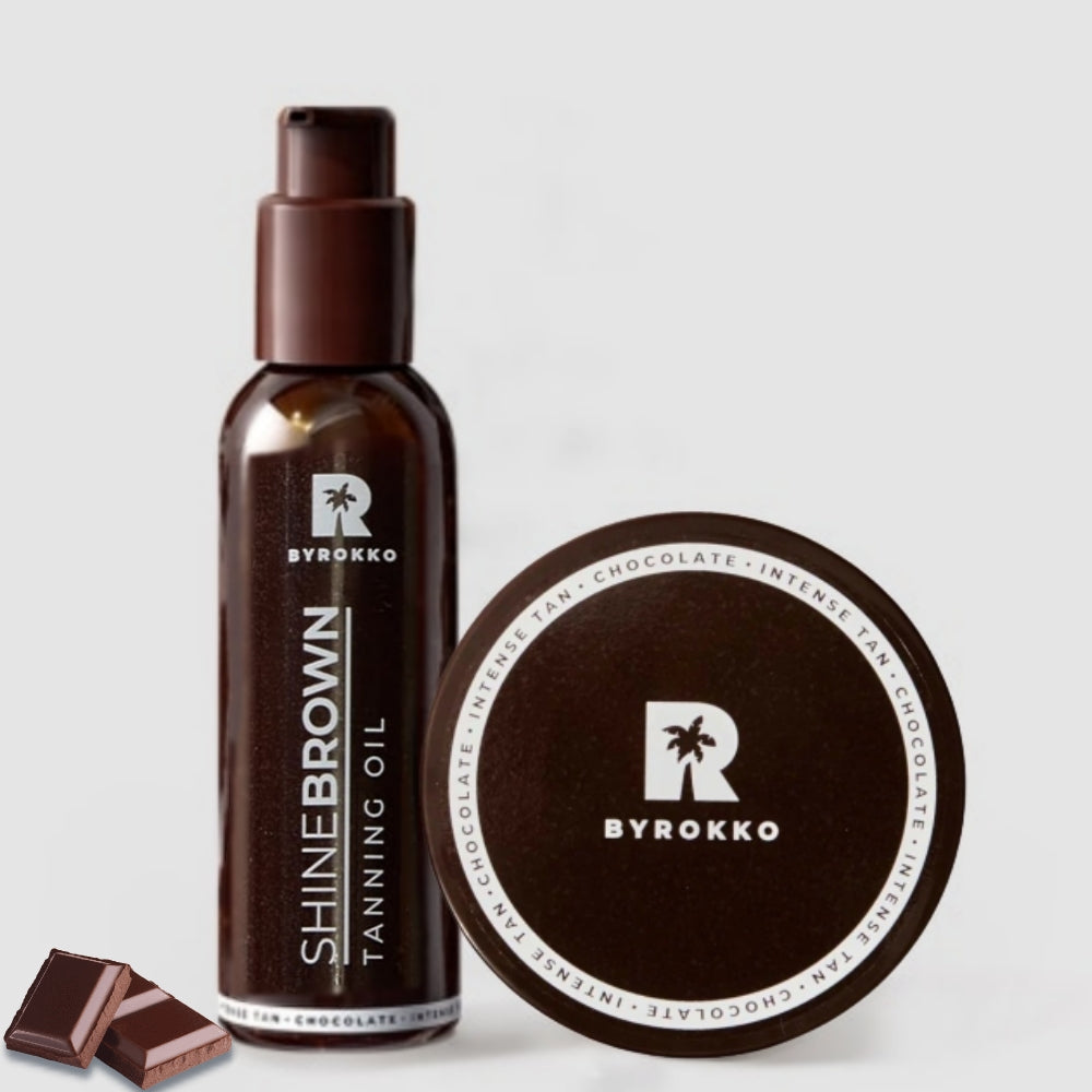 Byrokko SHINE BROWN CHOCOLATE CREAM SHINE BROWN CHOCOLATE OIL byrokko idegio aliejus idegio kremas grozioplanas.lt