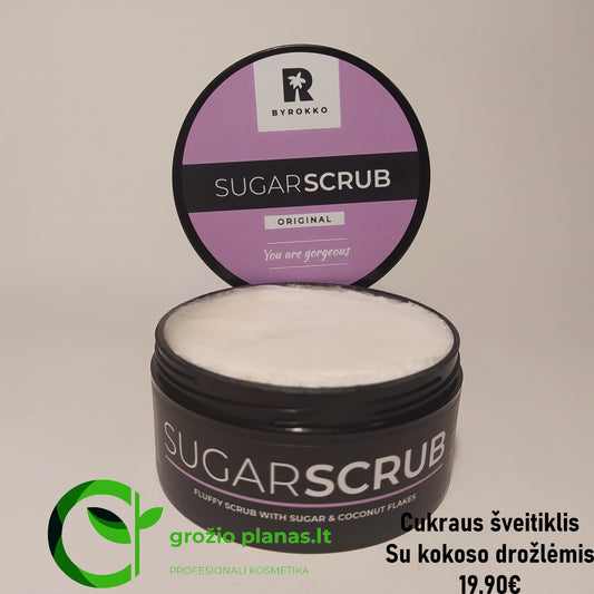 BYROKO kūno cukraus šveitiklis su kokosų drožlėmis grozioplanas.lt