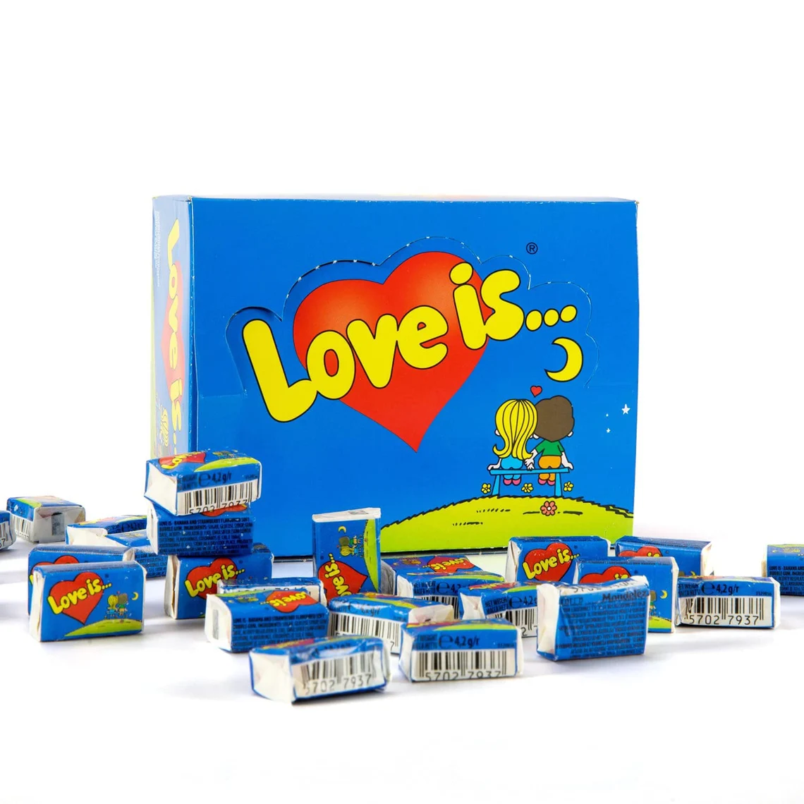LOVE IS Kramtomoji Guma Bananų ir Braškių skonio 420 g