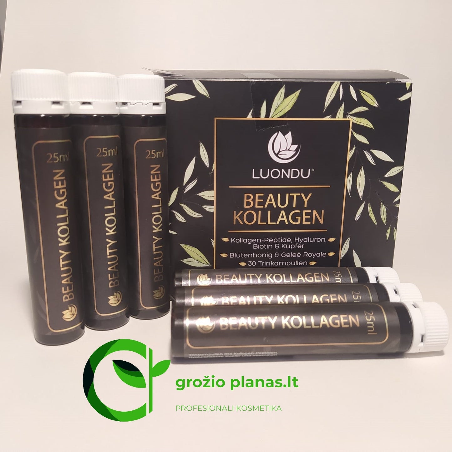 Luondu Beauty kolageno ampulės su hialurono rūgštimi grozio-planas.