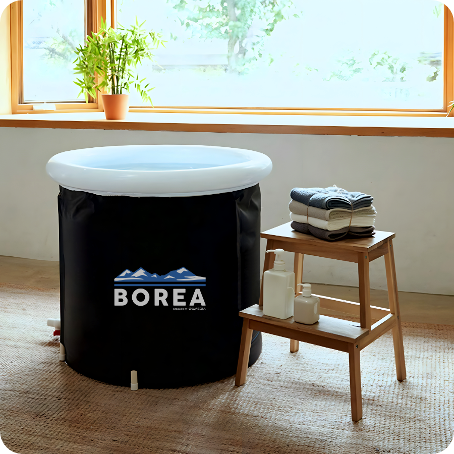 Ledo vonios komplektacija – termometras, pompa, žarna, tarpinės ir vožtuvas viename rinkinyje.