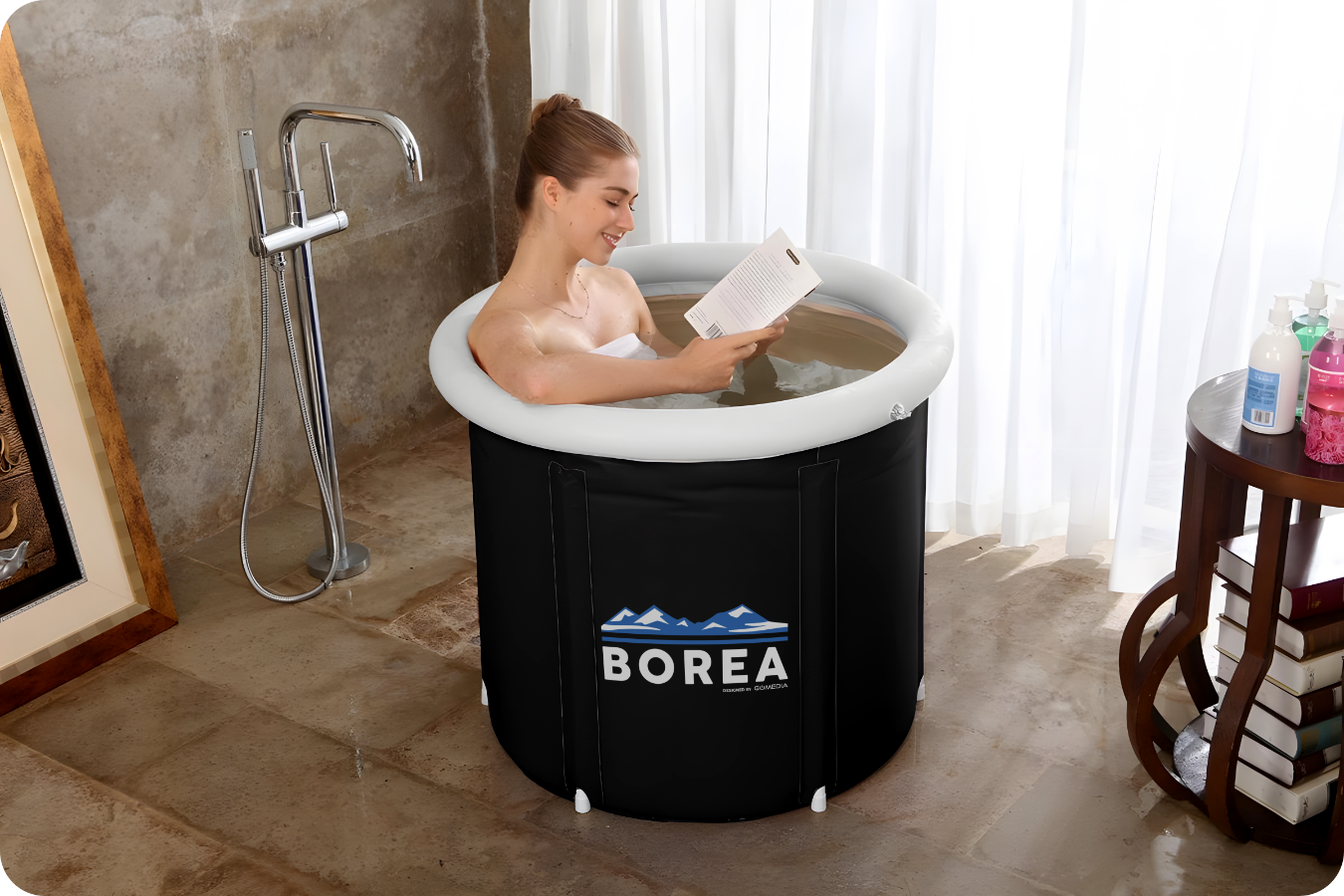 Pripučiamoji pagalvėlė ledo voniai – patogesnė galvos ir kaklo padėtis procedūros metu.