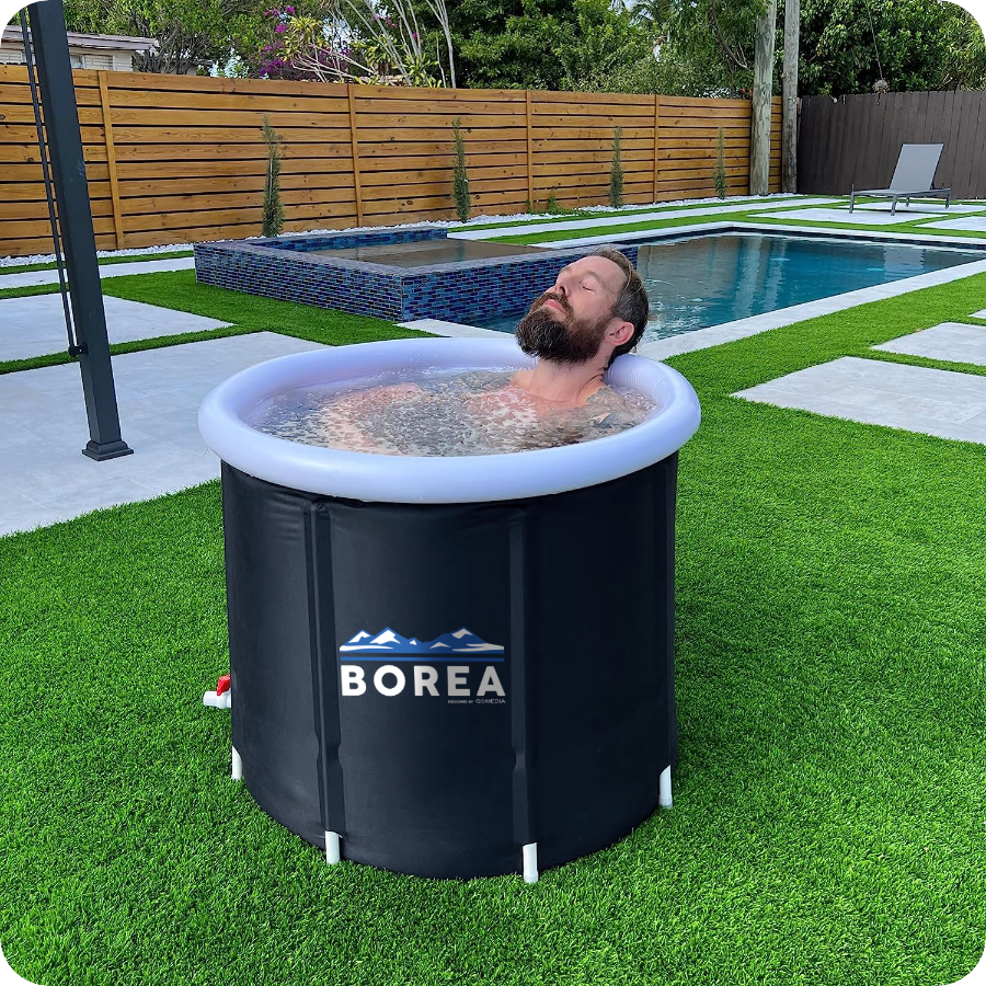 Sulankstoma ledo vonia – lengvas sandėliavimas ir patogus transportavimas po naudojimo.