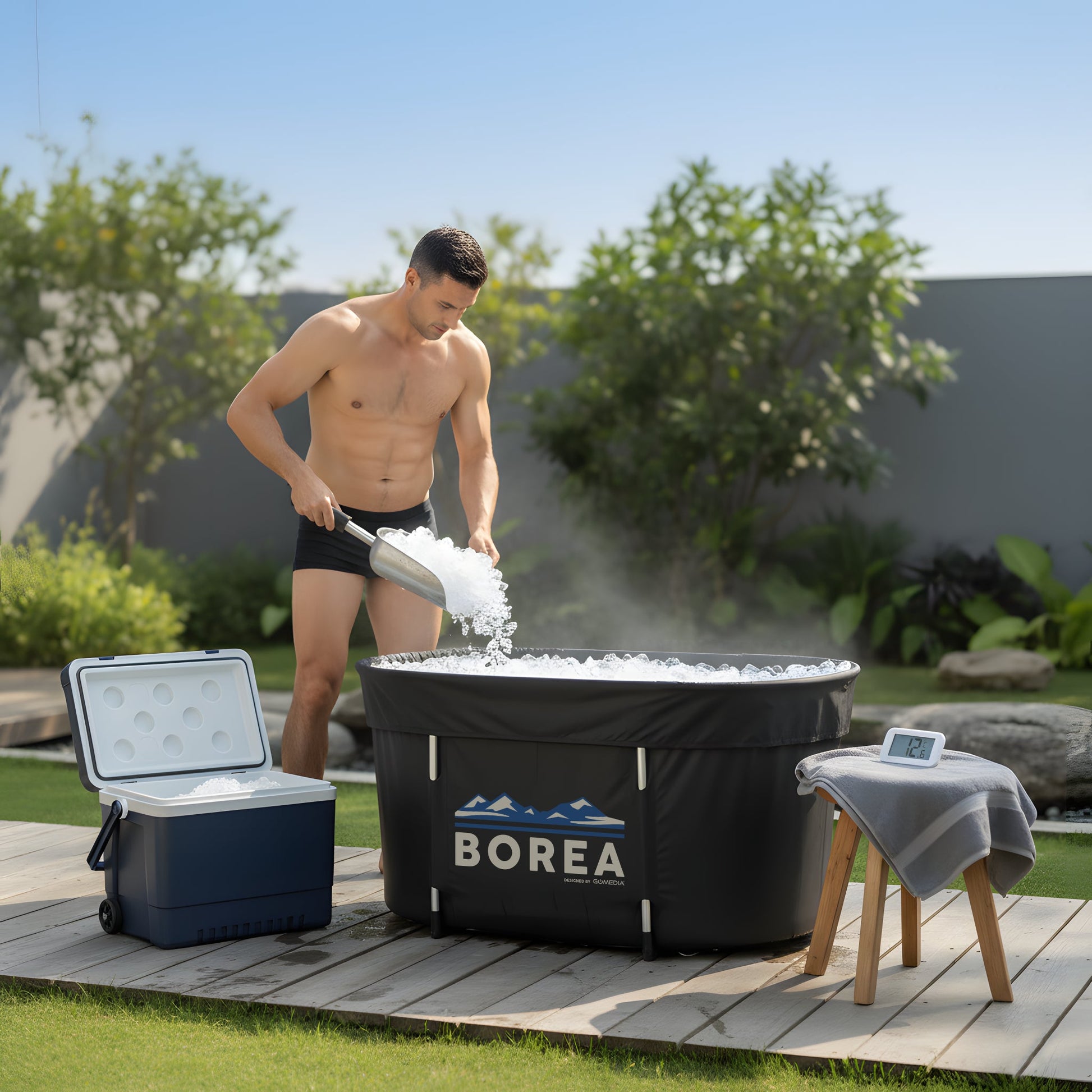 Ovalios ledo vonios dangtis – vandens apsauga nuo nešvarumų tarp naudojimų.