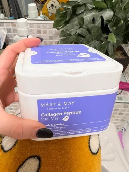 Mary&May Collagen Peptide Vital Mask - 30 vnt molekulinės masės kolagenu ir 6 peptidų kompleksu grozioplanas.lt