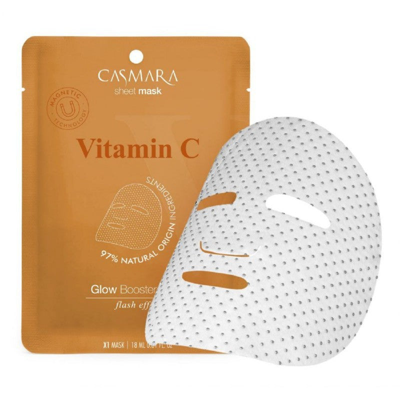 Valomoji veido kaukė Casmara Peeling Booster Sheet Mask Glycolic su AHA rūgštimis ir alavijų ekstraktu, magnetinė technologija grozioplanas.lt