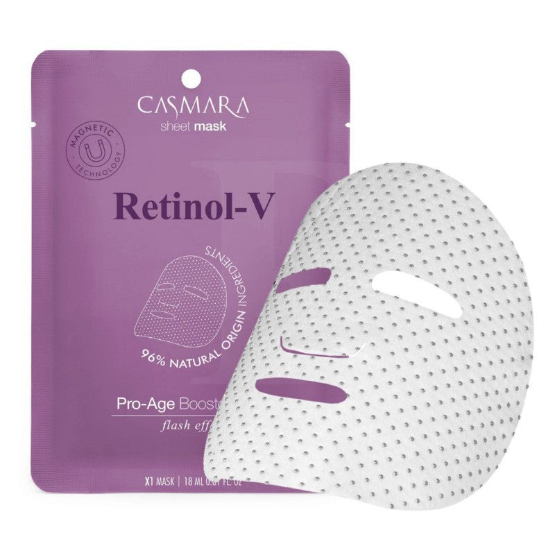 Valomoji veido kaukė Casmara Peeling Booster Sheet Mask Glycolic su AHA rūgštimis ir alavijų ekstraktu, magnetinė technologija grozioplanas.lt