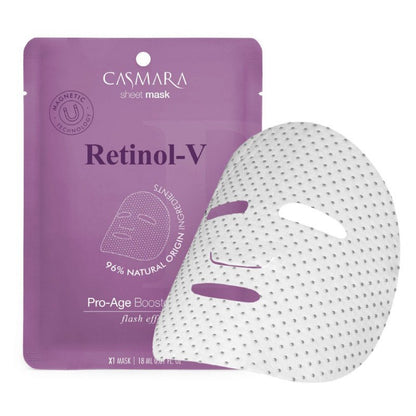 Valomoji veido kaukė Casmara Peeling Booster Sheet Mask Glycolic su AHA rūgštimis ir alavijų ekstraktu, magnetinė technologija grozioplanas.lt
