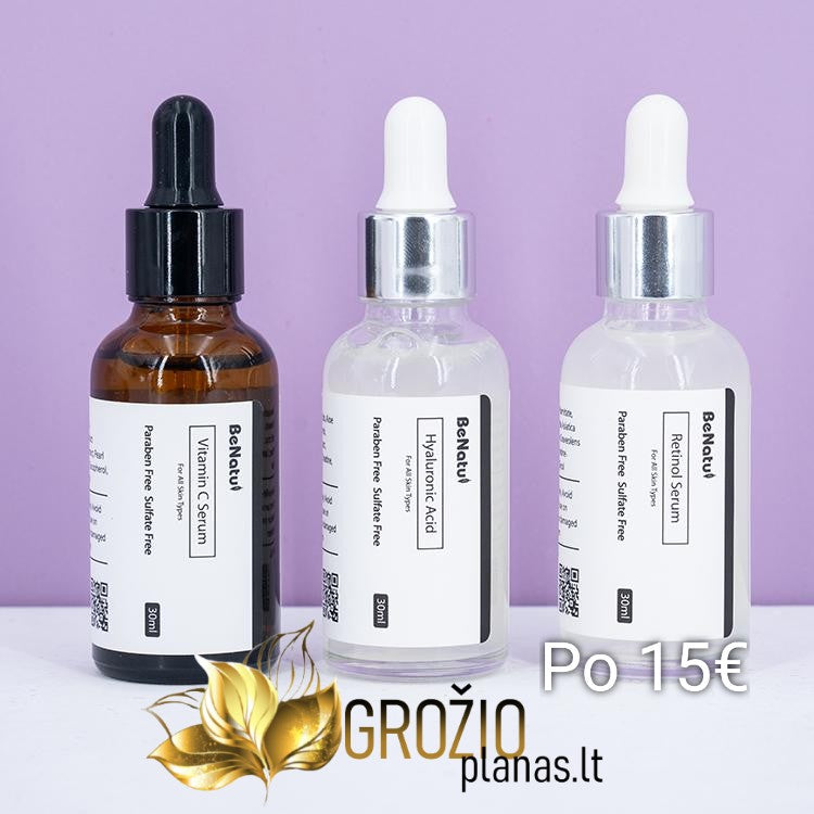 BeNatu Serumų Rinkinys ir Kolageno veido kaukė