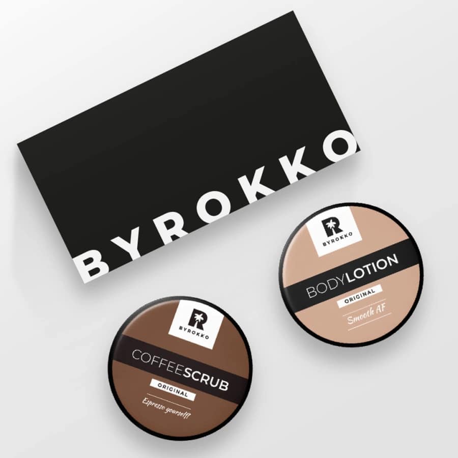BYROKKO™ Body Lotion Kūno losjonas ir maltos kavos šveitiklis COFFEESCRUB rinkinys