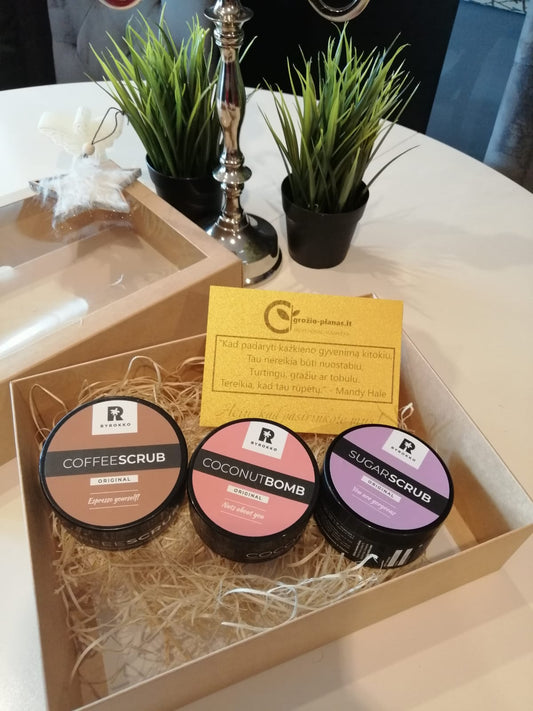 Kavos šveitiklis-Plaukų kaukė Coconut-Cukraus šveitiklio Rinkinys