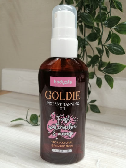 Kūno aliejus greitesniam įdegiui Saulėje ir Soleriume GOLDIE Bodybite