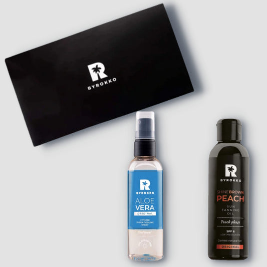 BYROKKO Shine Brown Oil SPF6 ir Aloe Vera dvifazis rinkinys - grozioplanas.lt