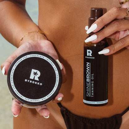 Byrokko SHINE BROWN CHOCOLATE CREAM SHINE BROWN CHOCOLATE OIL byrokko idegio aliejus idegio kremas grozioplanas.lt