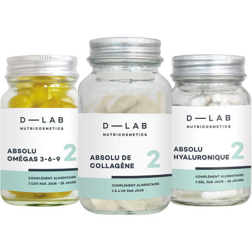 D-LAB Nutricosmetics Jeunesse-Absolue Maisto papildų kompleksas, subalansuotai mitybai ir stangriai odai Rinkinys - grozioplanas.lt
