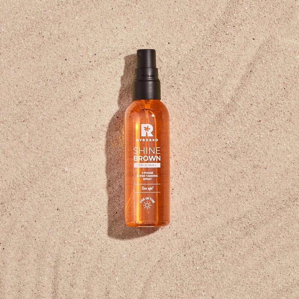 Shine Brown Two-Phase Super Tanning Spray Dvifazis įdegio purškiklis „BYROKKO™“ grozioplanas.lt