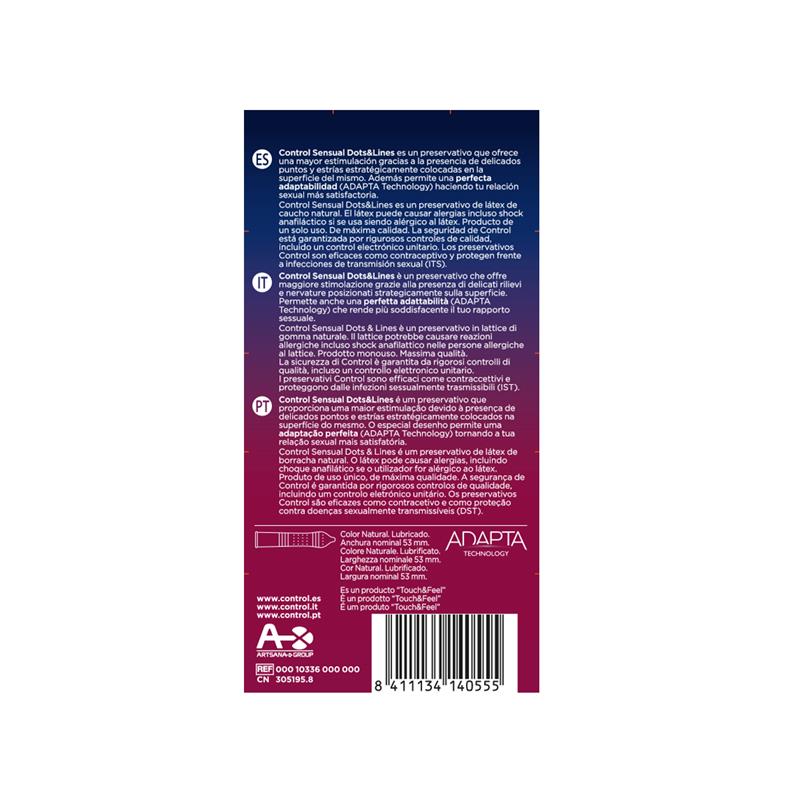 CONTROL PRESERVATIVES SENSUAL DOTS AND LINES 12 UNITS