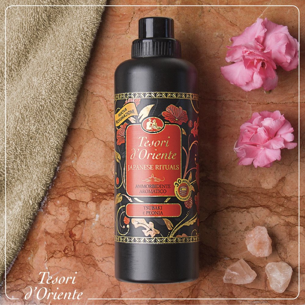Tesori d'Oriente JAPANESE RITUALS Fabric Softener, Parfumuotas Skalbinių Minkštiklis 760 ml, audinių kondicionierius, Kvapnus skalbinių minkštiklis, koncentruotas skalbinių minkštiklis, aromaterapinis skalbinių minkštiklis, ilgai išliekantis gaivus kvapas